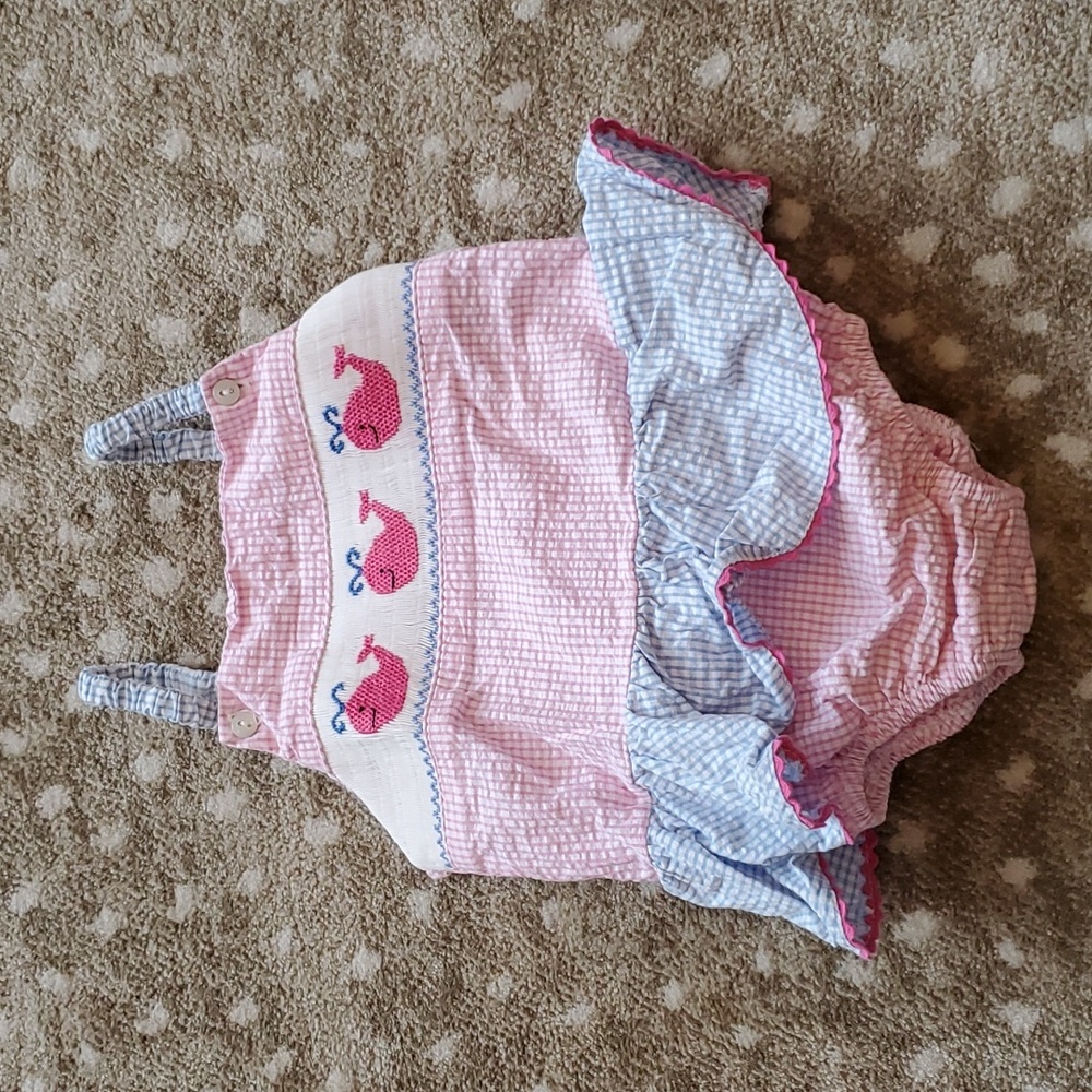 Southern Sunshine Kids - Pink & Blue Whale Themed Swimsuit One Piece | 24M